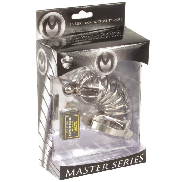 6 Ring Locking Chastity Cage