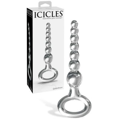 Pipedream Icicles 8 25 Beaded Glass Massager with Finger Loop