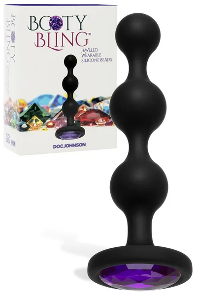Doc Johnson 4" Wearable Silicone Anal Beads with Crystal Base — image 5 of 8