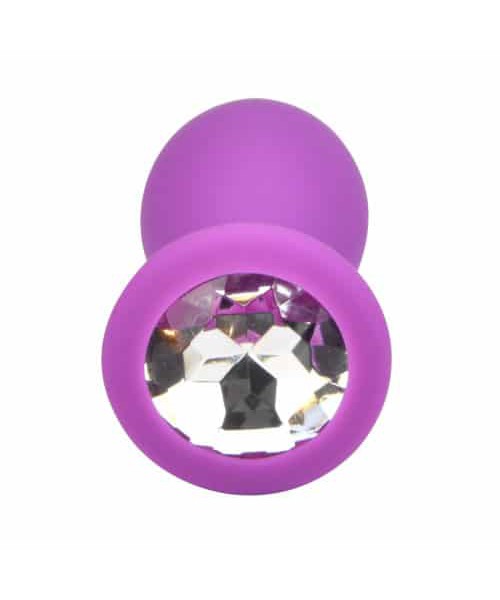 Loving Joy Jewelled Silicone Butt Plug Purple -Small