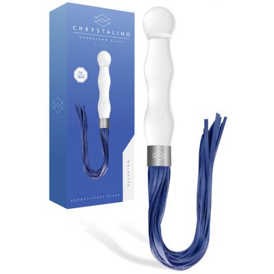 Shots Toys 7 Glass Dildo With Faux Leather Whip