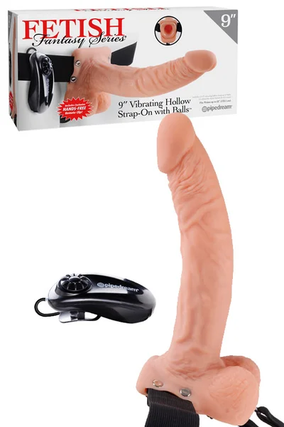 Pipedream 9" Vibrating Realistic Hollow Strap-On — image 9 of 12