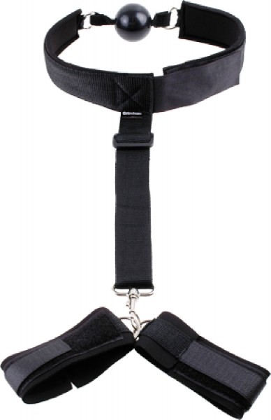 Gag & Wrist Restraint (Black)