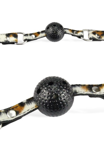 Berlin Baby Leopard Print Faux Fur 1" Ball Gag