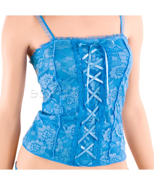 Lace up cami and thong set