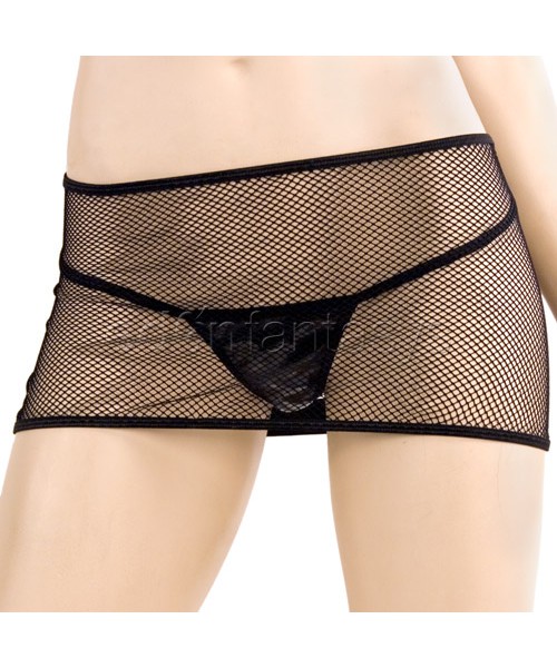 Fishnet bra and skirt with thong