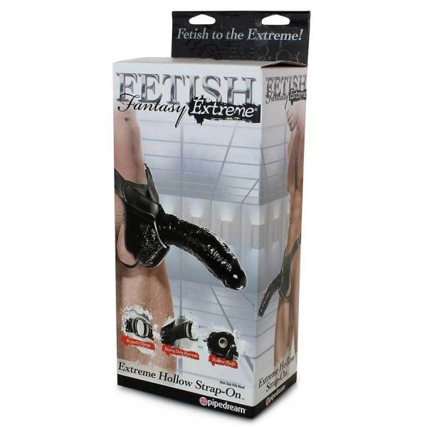 Black Penis Extension Sleeve 10" Extreme Hollow Strap On Sheath