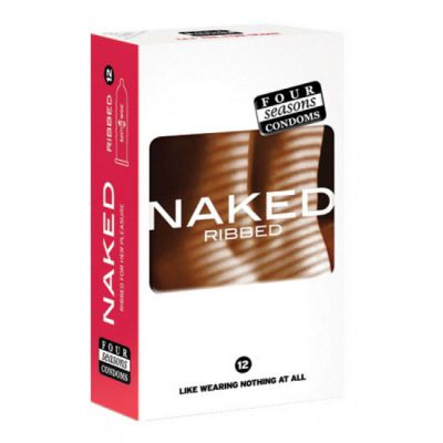 Four Seasons Naked Ribbed Condoms 12 Pack
