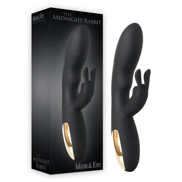 Adam and Eve Gold-Plated Silicone 8" Midnight Rabbit Vibrator — image 9 of 9