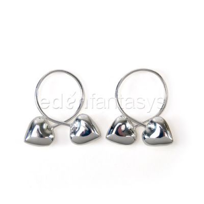 Silver heart loop nipple rings