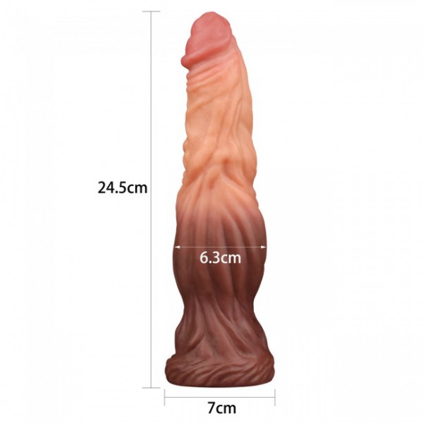 Nature Cock - 9.5 Inch Dual Layer Silicone Dildo with Bulge