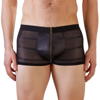 Svenjoyment Wet Look Black Zip Up Boxer Shorts