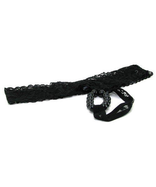 Crotchless beaded lover’s thong