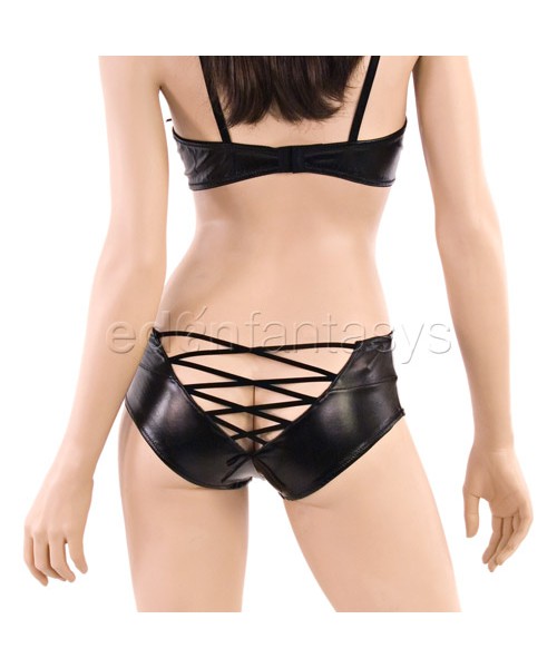 Seductress faux leather bra set