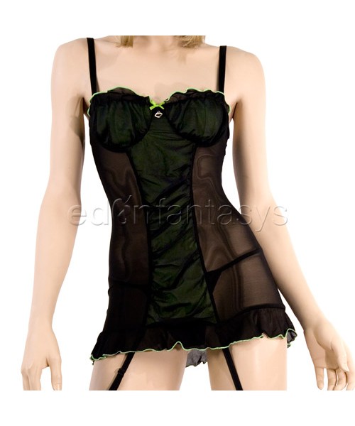 Gathered mesh chemise set
