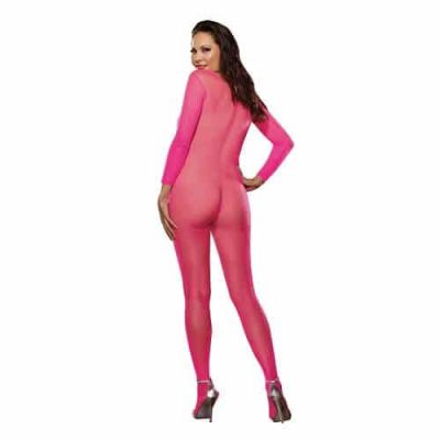 Dreamgirl Plus Size Hot Pink Fishnet Open Crotch Bodystocking