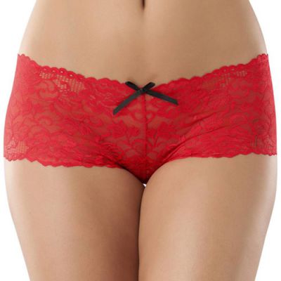 Crotchless lace boyshort with removable straps