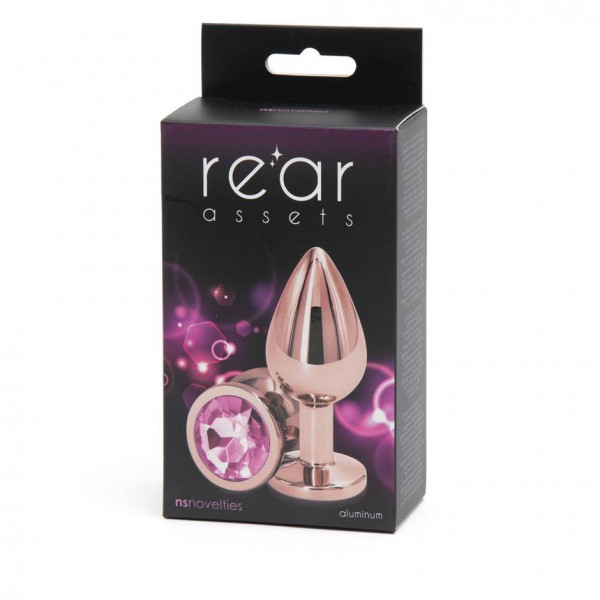 Rear Assets Medium Jewelled Rose Gold Metal Butt Plug 2.5 Inch
