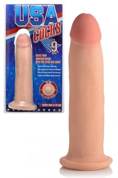 USA Cocks Dual Layer 9" Realistic Dildo with Suction Cup — image 5 of 8