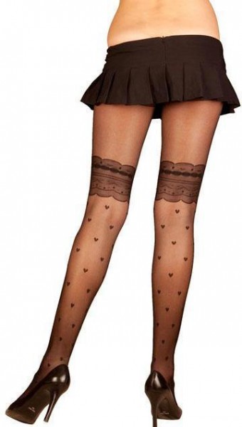 Black Sheer Pantyhose with Design (OS) — image 2 of 2