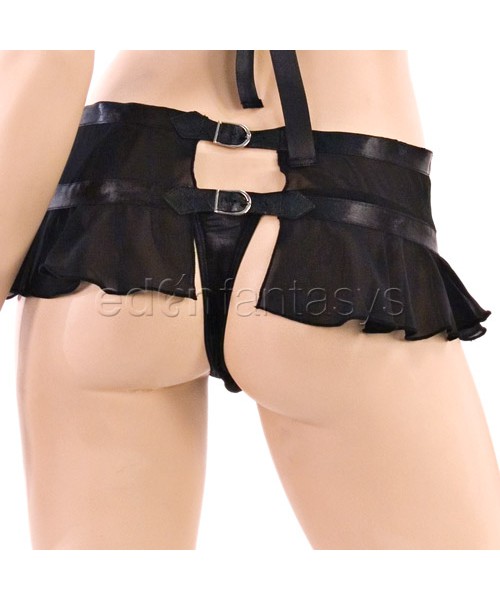 Fetish femme black bra and skirt set