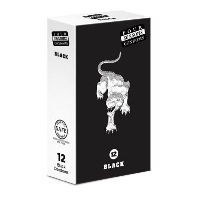 Four Seasons Black Condoms 12 Pack