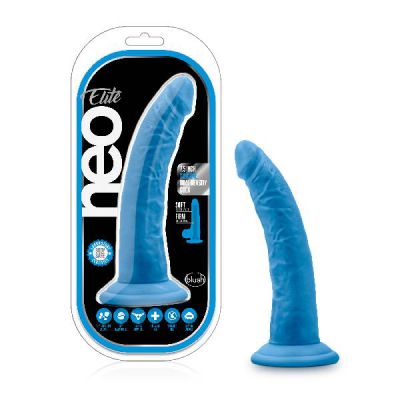 Neo Elite 7 5in Silicone Dual Density Cock Neon Blue