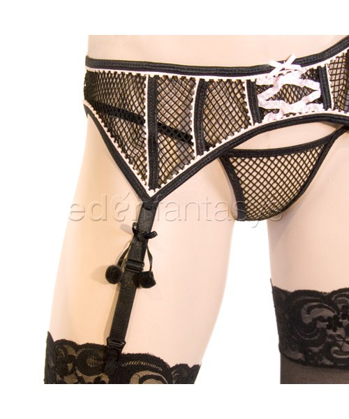 Criss cross fishnet bra set
