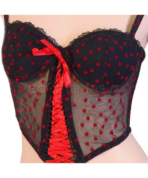 Flocked hearts bustier