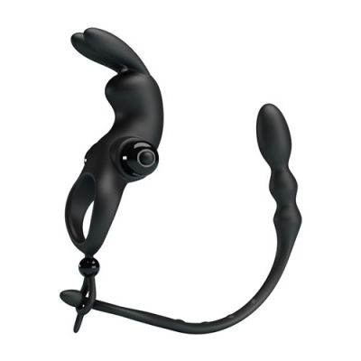 Vibrating cock ring with anal stimulator