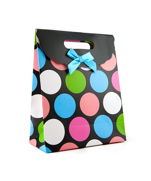 Multi-color polka dot gift tote medium