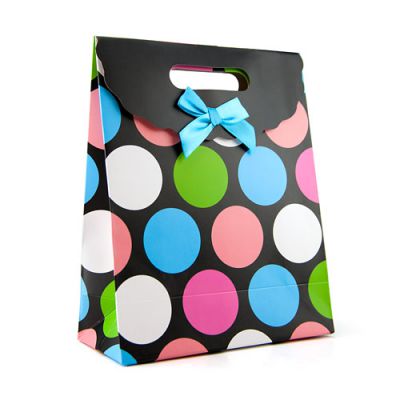 Multi color polka dot gift tote medium