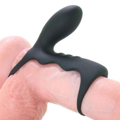 Men s Black Wireless 10 Speed Silicone Vibrating Cock Cage by Optimale