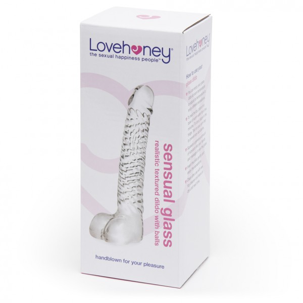 Lovehoney Realistic Textured Sensual Glass Dildo with Balls