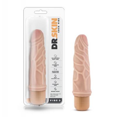 Dr Skin Cock Vibe 3 7 25in Vibrating Cock Beige