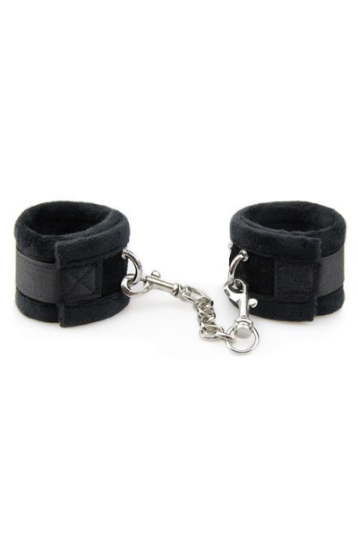 Love In Leather Sparkling SLAVE Furry Handcuffs