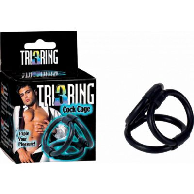 Tri 3 Ring Cock Cage Black