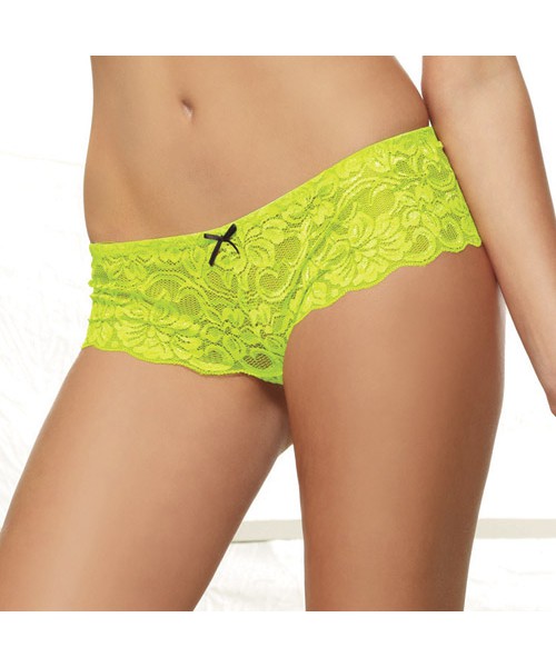 Lime stretch lace open crotch boyshort — image 2 of 4