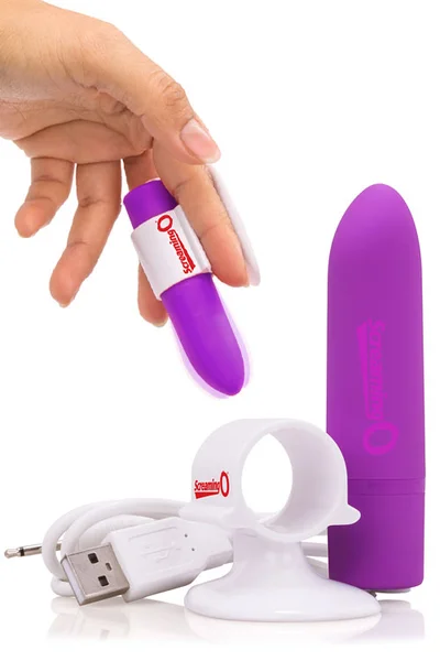Screaming O Charged Positive 3.9" Bullet Vibrator with Finger Cradle/Charge Stand — image 5 of 8