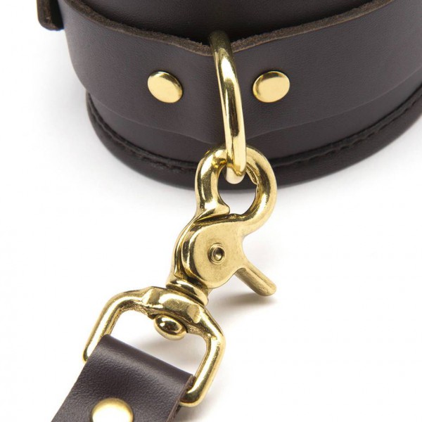Coco de Mer Brown Leather Wrist Cuffs S/M