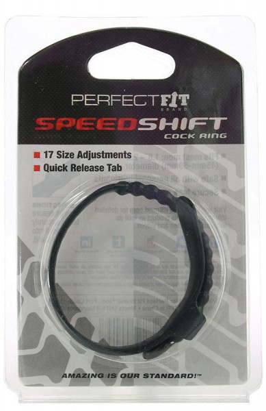 Black Speed Shift Fully Adjustable Silicone Penis Enhancing Cock Ring by Perfect Fit Brand