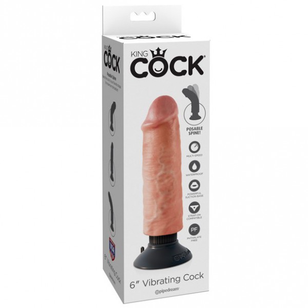 Pipedream KingCock - 6" Vibrating Suction Cup Dildo
