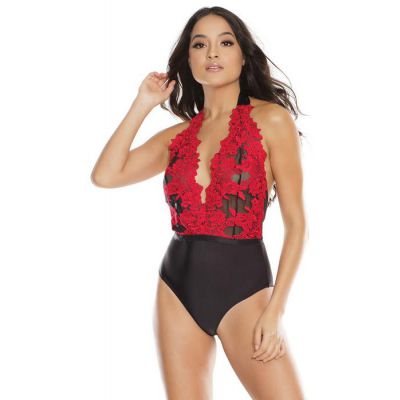 Deep V Neck Embroidered Teddy