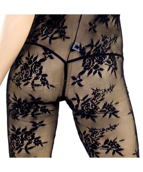 Lace halter crotchless bodystocking
