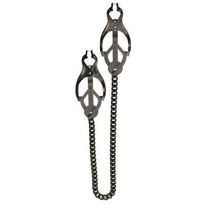 Spartacus Butterfly Style Nipple Clamps w Chain Black