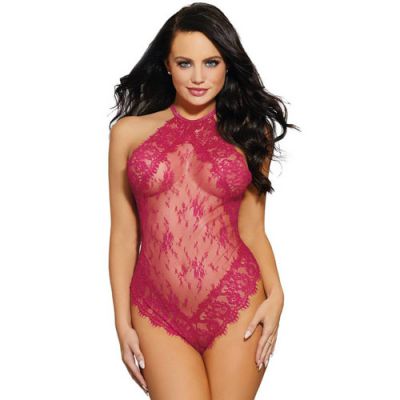 Lace halter neck teddy