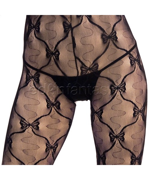 Bow lace bodystocking with strappy back