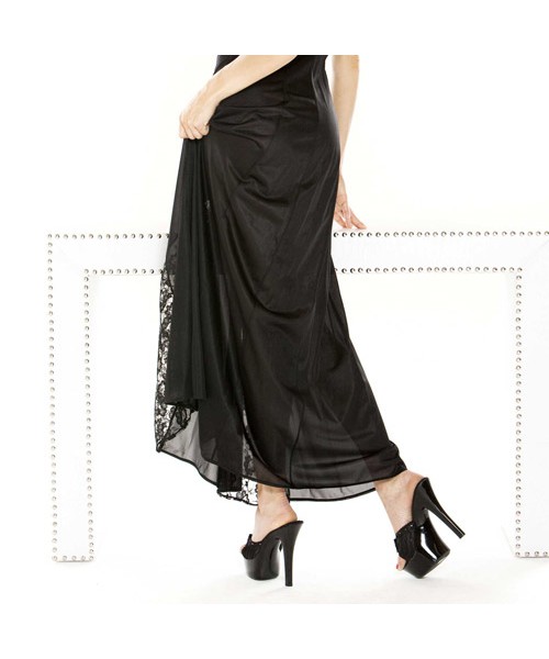 Black lace panel gown & g-string