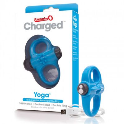 Charged Yoga Rechargeable Reversible Cockring by Screaming O Blue