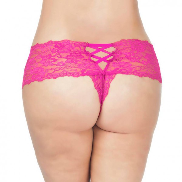 Oh La La Cheri Curves Plus Size Lace Crotchless Knickers